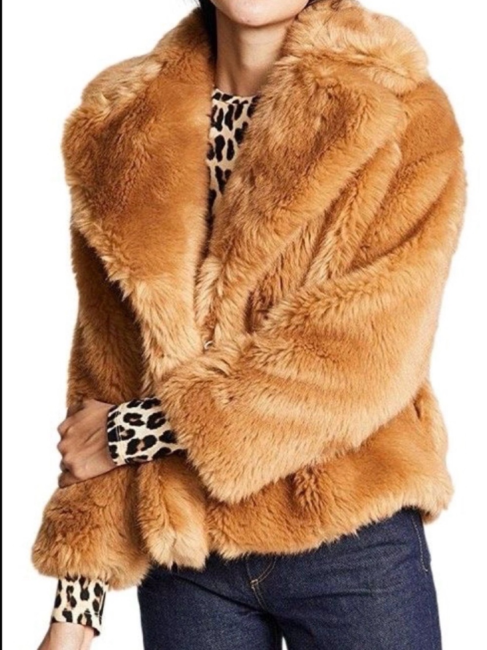 MSGM Made in Italy Camel Faux Fur Short Jacket Size 40